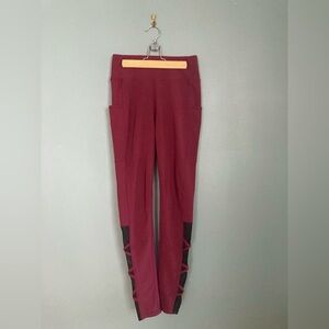 POPFLEX Maroon Crisscross Mesh Leggings Size Small